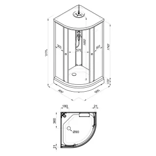 Душевая кабина Triton Грэй Щ0000067302 90x90 см профиль чёрный стекло тонированное